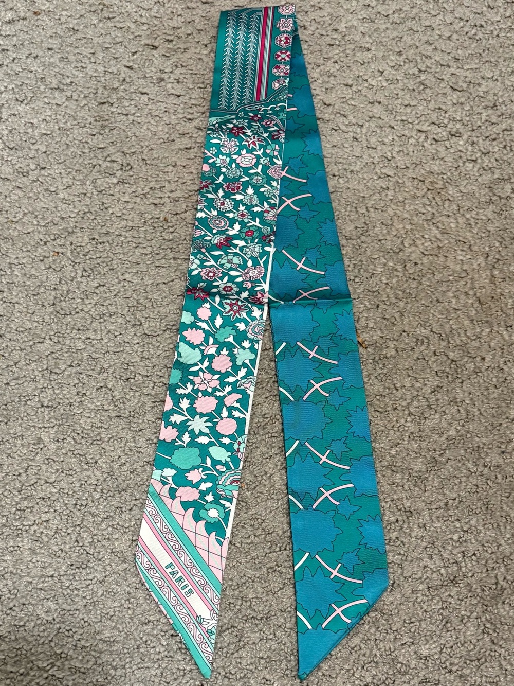 NWT Twilly Scarf in Teal with Pink & White Floral Print
